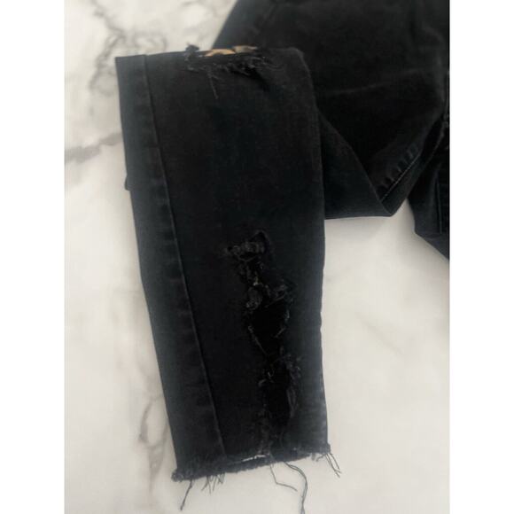 Judy Blue Black Skinny Fit Distressed Leopard Detail Mid Jeans Women's Sz 7 28 - Picture 6 of 10